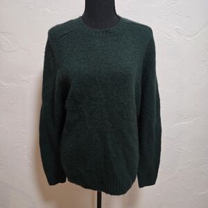 J. Crew Sweater 100% Wool Green  Crewneck Pullover Long Sleeve Size M